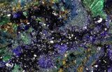 Sparkling Azurite Crystal Cluster with Malachite - Laos #69703-2